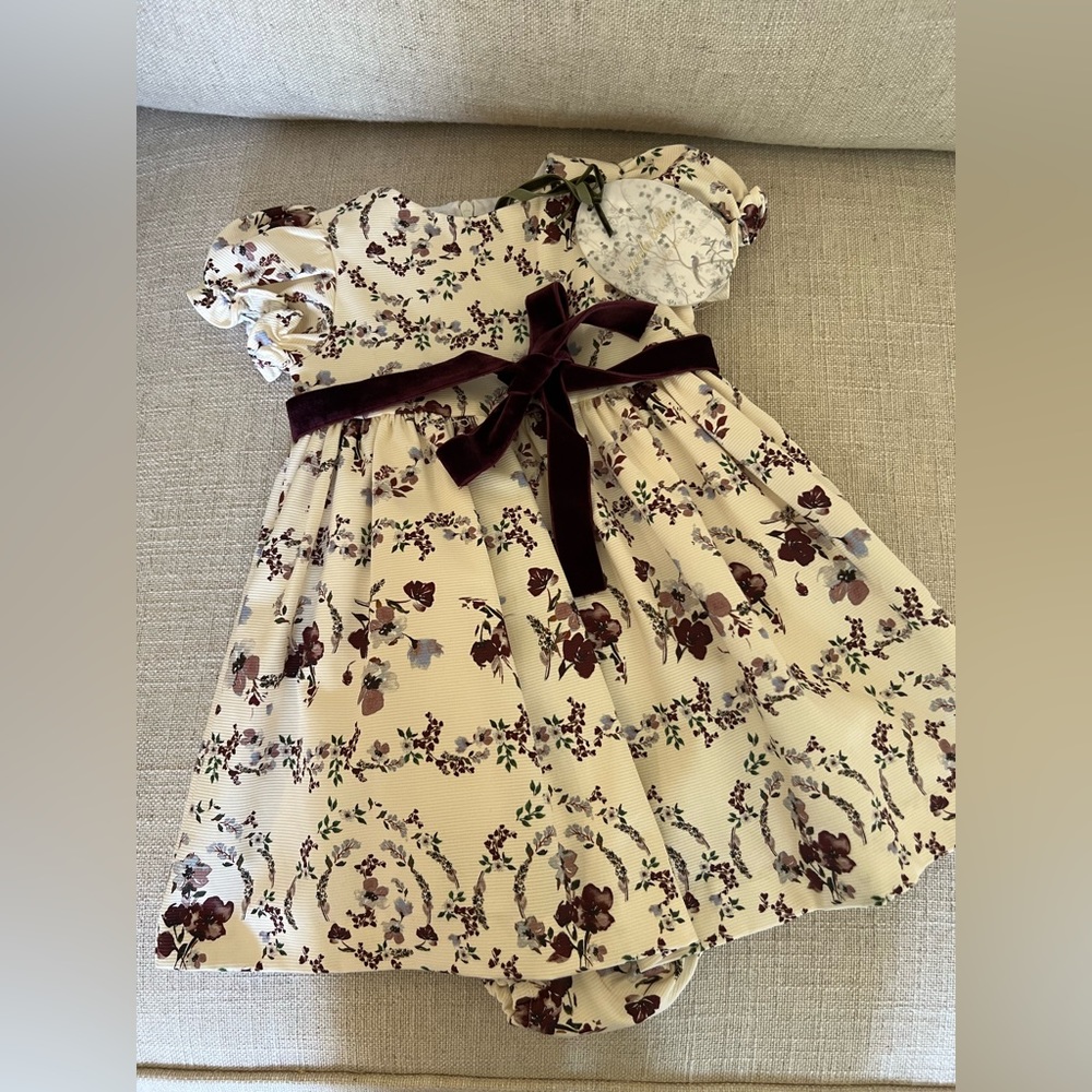 Edgehill Collection X Nicola Bathie Puff Sleeve Velvet Ribbon Babydoll Dress